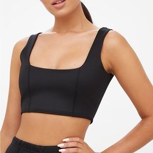 NWT PrettyLittleThing Black Zip-Up Crop Top